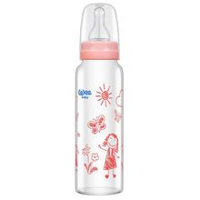 Wee Baby 240 ml Pembe Isıya Dayanıklı Cam Biberon