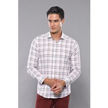 Wessi Beyaz Ekose Desenli Uzun Kollu Slim Fit Erkek Gömlek