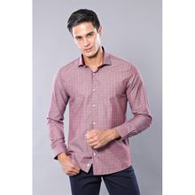 Wessi Bordo Kare Desen Uzun Kollu Slim Fit Gömlek