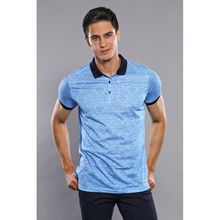 Wessi Çiçekli Desenli Polo Yaka Turkuaz Erkek T-shirt