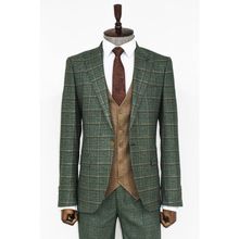 Wessi Ekose Ceketli Yeşil Slim Fit Takım Elbise