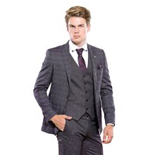 Wessi Ekose Desen Slim Fit Yelekli Takım Elbise