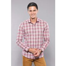 Wessi Ekose Desenli Bordo Uzun Kollu Slim Fit Erkek Gömlek