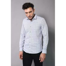 Wessi Ekose Desenli Slimfit Mavi Gömlek