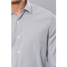 Wessi Erkek Lacivert Slim Fit Kendinden Desenli Gömlek