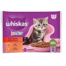 Whiskas 4x85 gr Pouch Sos İcinde Sığırlı ve Tavuklu Yavru Kedi Konservesi