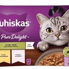 Whiskas Pouch Pure Delight Jöle İçinde Tavuklu ve Somonlu 4x85 GR Yetişkin Kedi Konservesi
