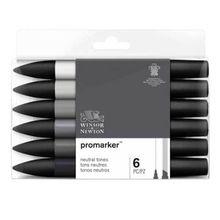 Winsor Newton Promarker Nötür Tonlar Seti 6 Renk Grafik Kalemi