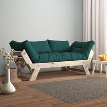 Woodesk CPT8110-210 Adalar Masif Natural-Petrol Renk 2'li Kanepe