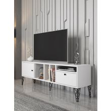 Wood'n Love Cercei Beyaz Siyah Metal Ayaklı Tv Ünitesi