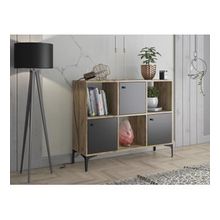 Wood'n Love Orbit 3 Kapaklı Metal Ayaklı Çok Amaçlı Atlantik Çam-Siyah Dolap Konsol