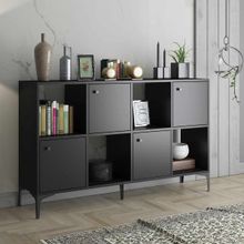 Wood'n Love Satürn Premium 120 cm 4 Kapaklı Metal Ayaklı Çok Amaçlı Siyah Dolap Konsol
