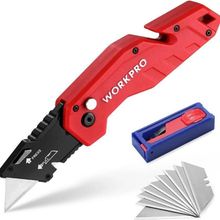 Workpro WP211018 Profesyonel Katlanır Çok Amaçlı Rötuş Maket Bıçağı ve 10 Adet Yedek Bıçak