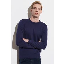 Wrangler W8A02P114 Knitwear Crew Neck Bisiklet Yaka Regular Fit Düz Lacivert Erkek Kazak