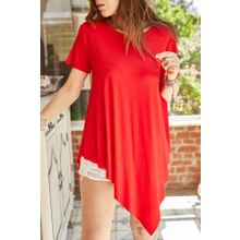 Xhan 0YXK2-43369-04 Kırmızı Asimetrik Kadın Bluz