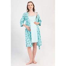 YAKE STORE KADIN P.SUPREM IP ASKILI HAMILE TUNIK 3/4 KOL SABAHLIK TAKIM - MINT