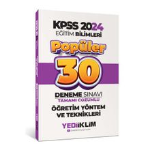 Yediiklim Yayınları - 2024 KPSS Eğitim Bilimleri Öğretim Yöntem ve Teknikleri Popüler Tamamı Çözümlü 30 Deneme