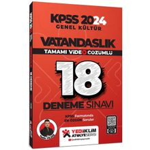 Yediiklim Yayınları - Kpss 2024 Genel Kültür Vatandaşlık Tamamı Video Çözümlü 18 Deneme Sınavı