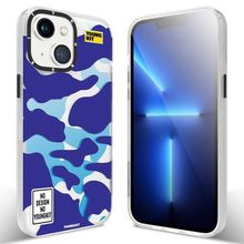 YoungKit Kamuflaj iPhone 13 Mavi Silikon Kılıf
