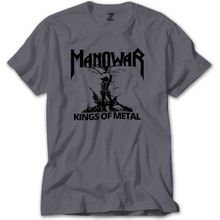 Z Zepplin RT5961 Manowar Kings Of Metal Black Gri Erkek T-shirt