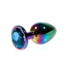 Zaga Oyun Metal Mavi Taşlı Rainbow Anal Plug Küçük Boy