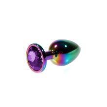 Zaga Oyun Metal Mor Taşlı Rainbow Anal Plug Küçük Boy