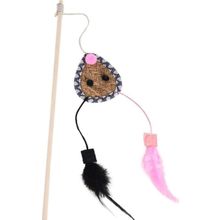 Zampa 40 cm Kahverengi Tüylü Hasır Oyuncaklı Kedi Oltası
