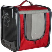 Zampa Centro Çift Camlı Kırmızı 36x40x42 cm Kedi Köpek Taşıma Çantası