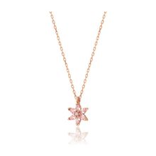 Zanaatsilver 925 Ayar Gümüş Rose Kaplama Pembe Taşlı Nilüfer Çiçeği Kolye