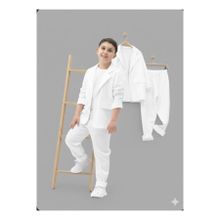 Zelhankids Erkek Çocuk Keten Takım Elbise, 2 YAŞ, 524785, Beyaz, Erkek Çocuk