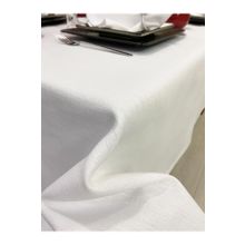 Zeren Home Keten Görünümlü Simli Dertsiz Beyaz Masa Örtüsü