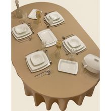 Zeren Home Polyester Keten Dertsiz Oval Kapuçino Masa Örtüsü