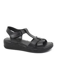 Zerhan G1015 Siyah Cırtlı Yumuşak Taban Comfort Kadın Sandalet