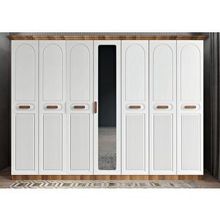Zerka Concept Etro Membran 7 Kapaklı Ceviz Beyaz 280 cm Gardrop