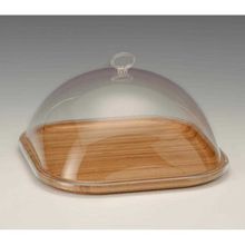 Zicco Akrilik Kapaklı, Ahşap Altlı, 25x25x h:14 cm Fanus