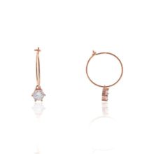 Zirkon Taşlı Rose Kadın Gümüş Küpe