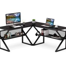 Zizuva 165+165x55x75 cm Siyah L Çalışma Masası