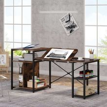 Zizuva 180x60x90 cm Raflı Ceviz Çizim Masası