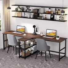 Zizuva 230x55x75 cm 2 Kişilik Ceviz Çalışma Masası