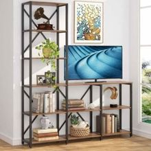 Zizuva Tasarım 149x180x30 cm Ceviz Kitaplıklı TV Ünitesi
