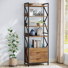 Zizuva Tasarım 64x35x180 cm Ceviz Kitaplık ve Düzenleyici
