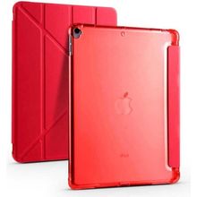 Zore Apple iPad 10.2 2021 9. Nesil Uyumlu Kırmızı Tri Folding Kalem Bölmeli Standlı Kılıf