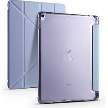 Zore Apple iPad 10.2 8. Nesil Tri Folding Kalem Bölmeli Standlı - Mavi Kılıf