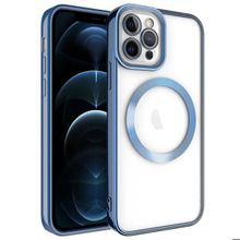 Zore Apple iPhone 11 Pro Max Uyumlu Magsafe Wireless Şarj Özellikli Setro Silikon Mavi Cep Telefonu Kılıfı