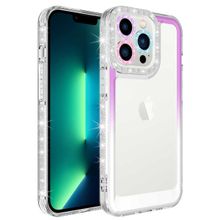 Zore Apple iPhone 14 Pro Simli ve Renk Geçiş Tasarımlı Lens Korumalı Park Kapak Kılıf