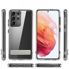 Zore Galaxy S21 Ultra Standlı Şeffaf Silikon L-Stand Kapak Kılıf