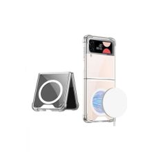 Zore Galaxy Z Flip 4 Wireless Şarj Özellikli Airbagli Kıpta Anti Shock Magsafe Kapak Kılıf