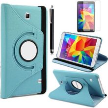 Zore Samsung Galaxy Tab 4 7.0 T230 Dönebilen Standlı - Mavi Kılıf