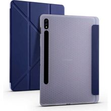 Zore Samsung Galaxy Tab S7 T870 Tri Folding Kalem Bölmeli Standlı - Lacivert Kılıf