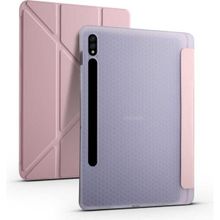 Zore Samsung Galaxy Tab S7 T870 Tri Folding Kalem Bölmeli Standlı - Rose Gold Kılıf